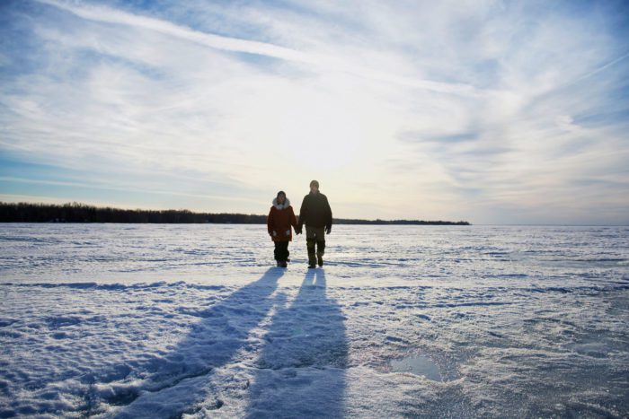 Couple Ice Fishing